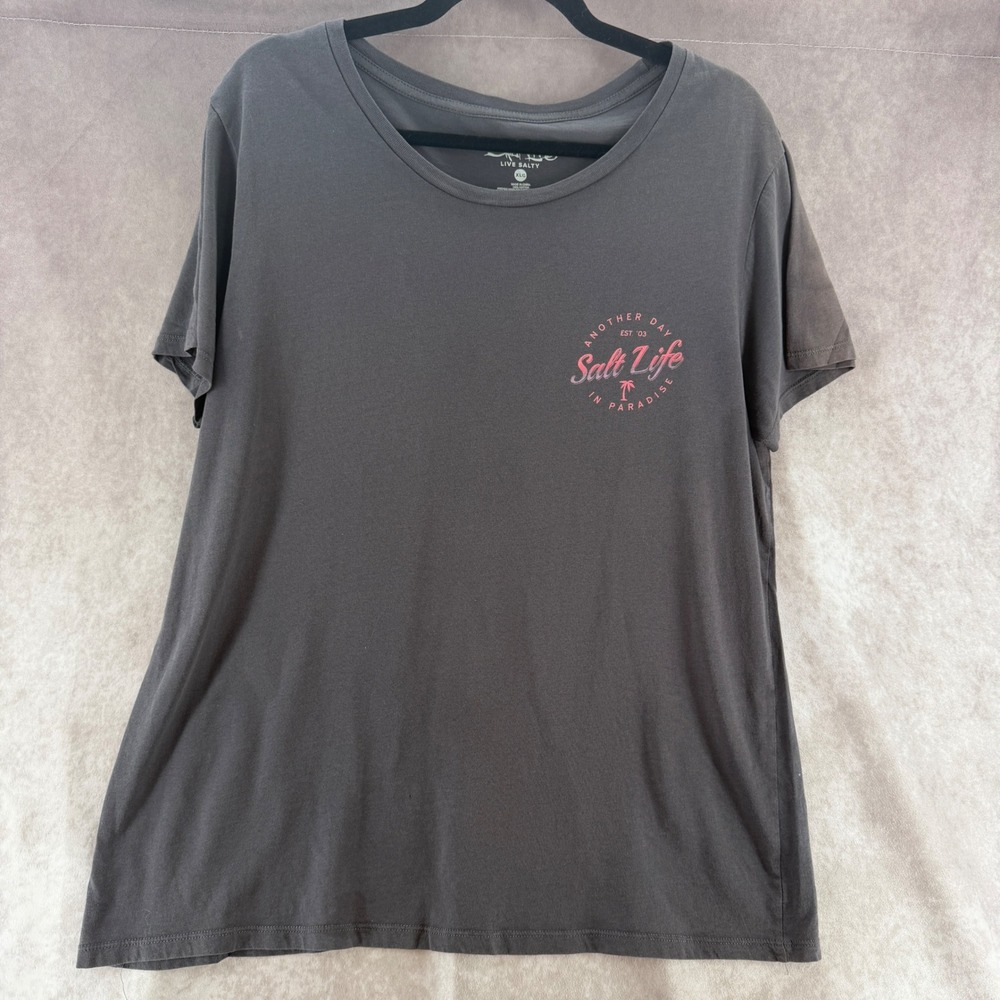 Salt Life Womens XL Graphic Tee Charcoal Gray Another Day In Paradise Cotton